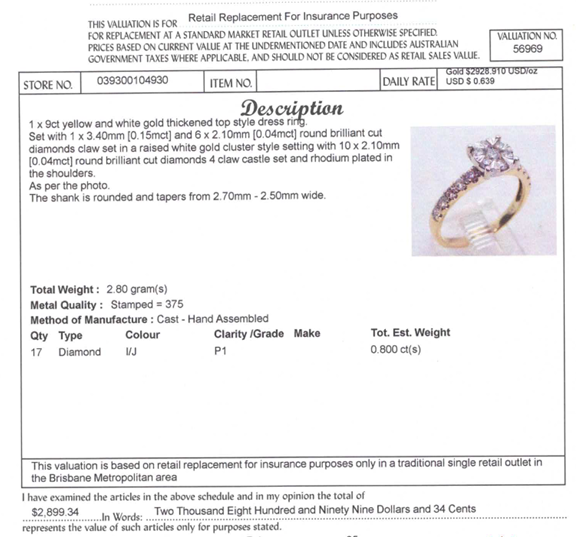 9CT YELLOW & WHITE GOLD THICKENED TOP STYLE DIAMOND DRESS RING VALUED @ $2899