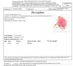 9CT ROSE GOLD CARVED PINK CORAL CAMEO RING VALUED @ $1499