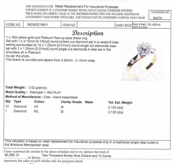 18CT YELLOW GOLD & PLATINUM DIAMOND DRESS RING VALUED @ $2099