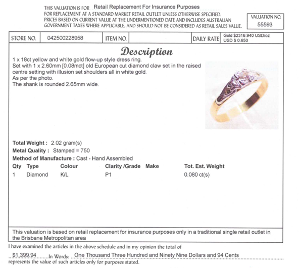 18CT YELLOW & WHITE GOLD EUROPEAN CUT DIAMOND DRESS RING VALUED @ $1399