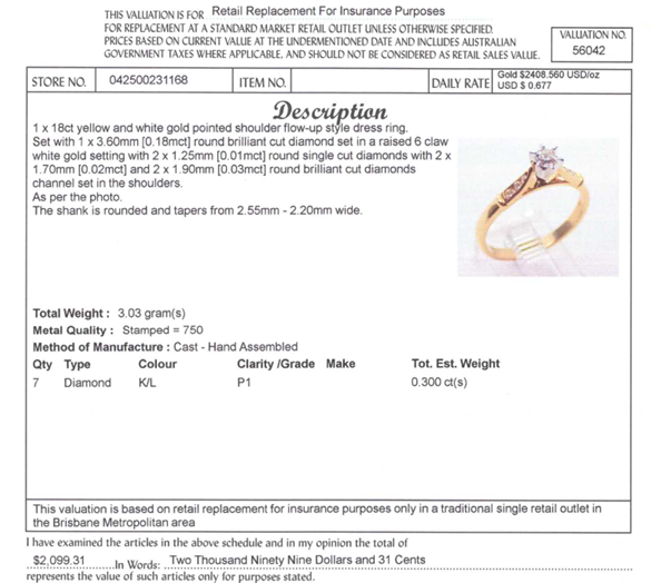 18CT YELLOW & WHITE GOLD POINTED SHOULDER DIAMOND DRESS RING VALUE @ $2099
