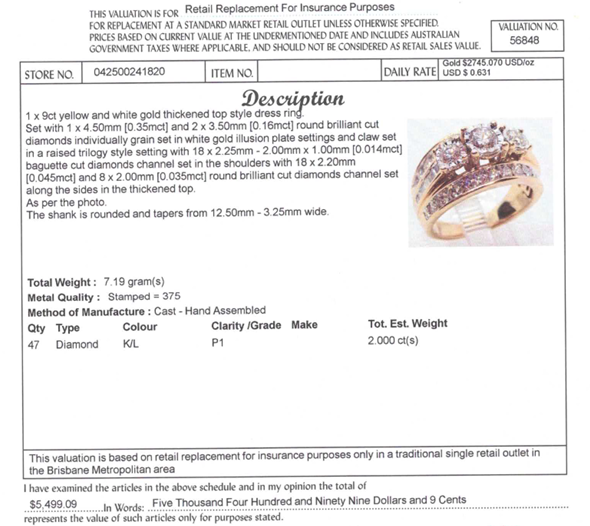 9CT YELLOW & WHITE GOLD THICKENED TOP DIAMOND DRESS RING VALUED @ $5499
