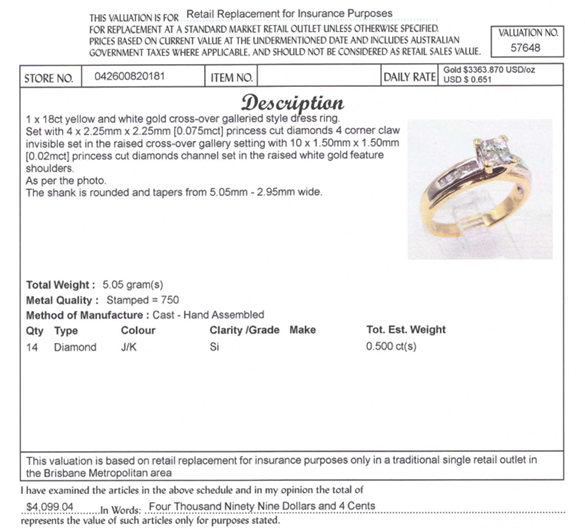 18CT YELLOW & WHITE GOLD DIAMOND DRESS RING VALUED @ $4099