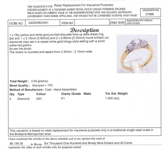 18CT YELLOW & WHITE GOLD POINTED SHOULDER DIAMOND DRESS RING VALUED @ $6199