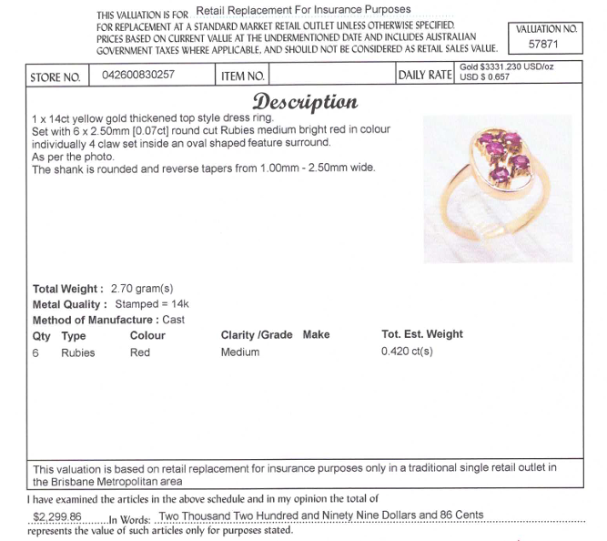 14CT YELLOW GOLD ROUND CUT RUBY DRESS RING VALUED @ $2299