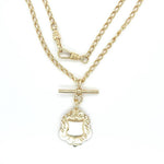9ct YELLOW GOLD 48cm OPEN CURB LINK CHAIN WITH A SHIELD & T-BAR