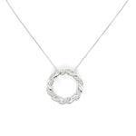 REDUCED! SILVER DIAMOND SET ROUND TWIST PENDANT ON 46cm CABLE LINK CHAIN
