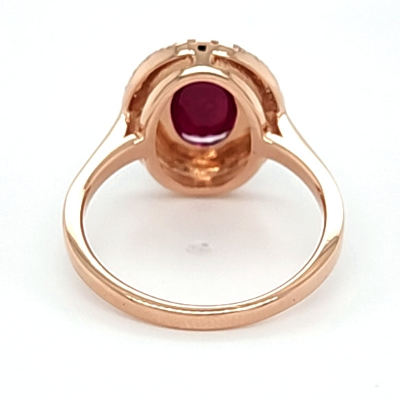 REDUCED! 14ct ROSE GOLD OVAL CUT 1.31ct RUBY & DIAMOND SET RING VALUED $4999