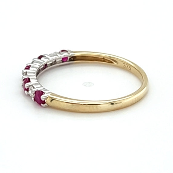 REDUCED! 9ct GOLD RUBY AND DIAMOND DRESS RING TDW 0.15cts VALUED $849