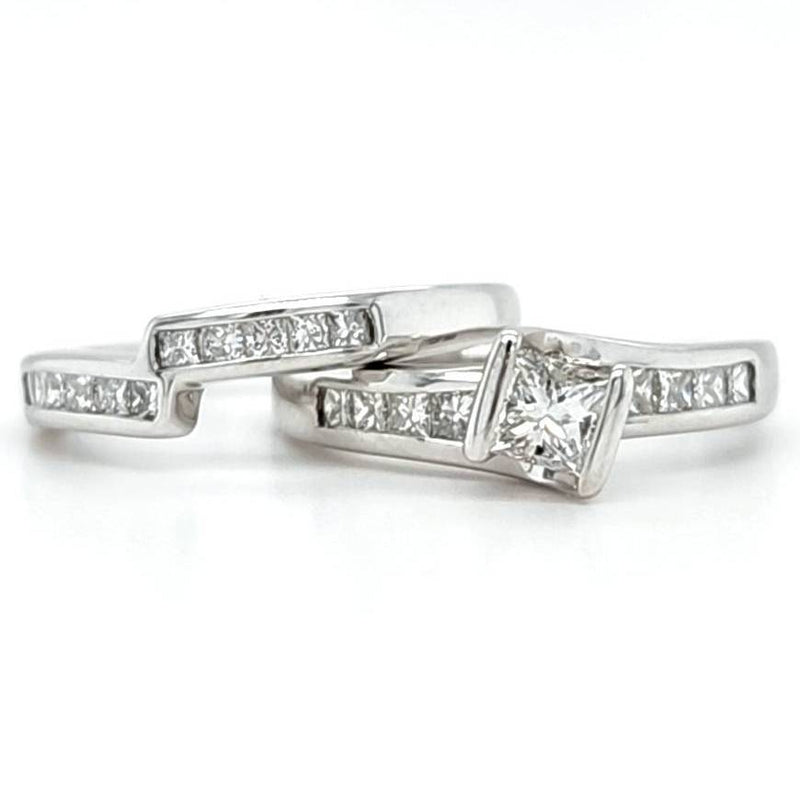 18ct WHITE GOLD & DIAMOND TWO RING BRIDAL SET TDW 0.75cts VALUED $4699