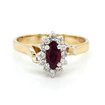 18ct YELLOW & WHITE GOLD RUBY & DIAMOND DRESS RING TDW 0.12cts VALUED $2499