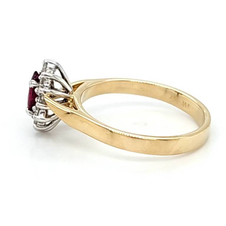 18ct YELLOW & WHITE GOLD RUBY & DIAMOND DRESS RING TDW 0.12cts VALUED $2499