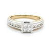 9ct YELLOW & WHITE GOLD BRILLIANT & PRINCESS CUT DIAMOND DRESS RING