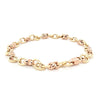 9ct ROSE & YELLOW GOLD 20cm LONG SOLID CABLE & INFINITY LINK BRACELET