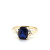 9CT YELLOW GOLD SYNTHETIC SAPPHIRE AND DIAMOND DRESS RING