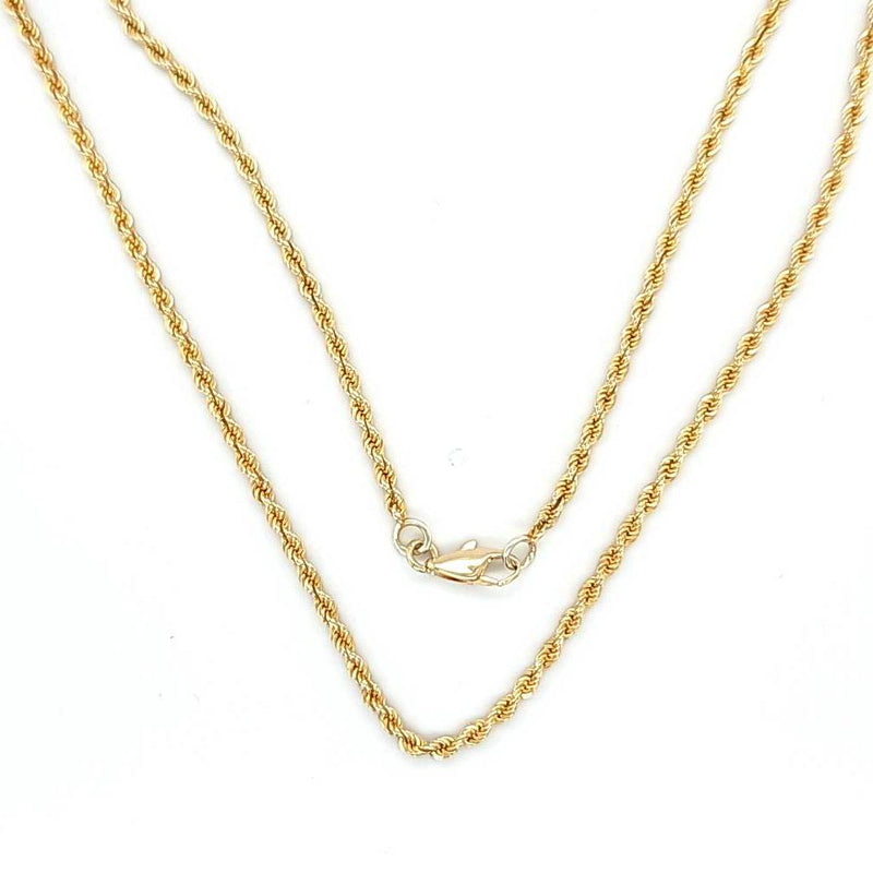 9ct YELLOW GOLD 62cm LONG TWIST ROPE SOLID LINK CHAIN HALLMARKED IN 1989