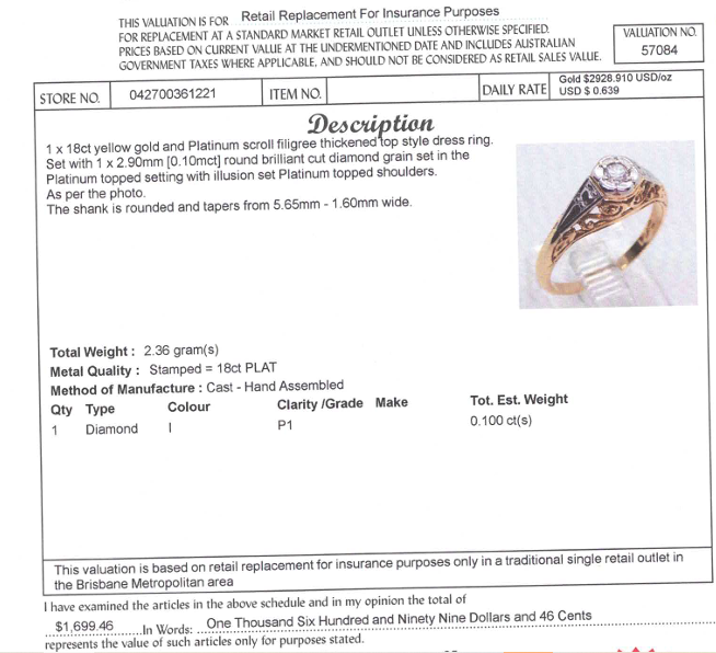 18CT YELLOW GOLD & PLATINUM SCROLL FILIGREE DIAMOND  DRESS RING VALUED @ $1699