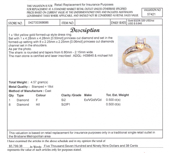 18CT YELLOW GOLD FORMED UP STYLE DIAMOND DRESS RING VALUED @ $5799