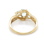 9CT YELLOW GOLD AQUAMARINE & DIAMOND DRESS RING