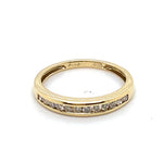 9CT YELLOW GOLD CHANNEL SET DIAMOND DRESS RING