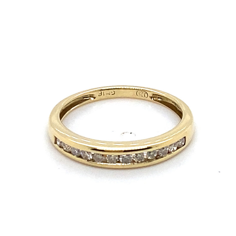 9CT YELLOW GOLD CHANNEL SET DIAMOND DRESS RING