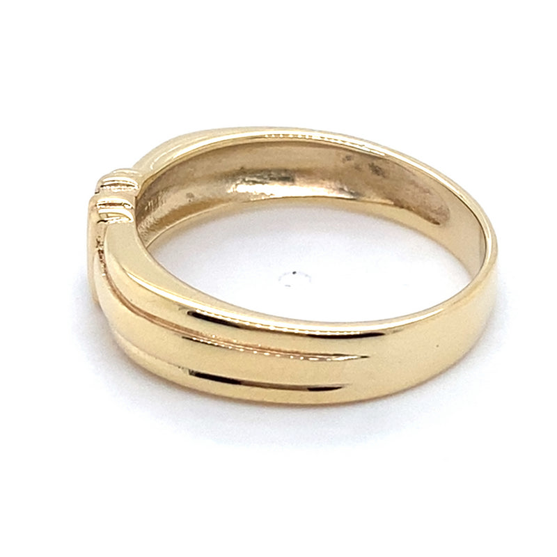 9CT YELLOW GOLD DIAMONDS CHANNEL SET IN THICKENED TOP MENS DRESS RING