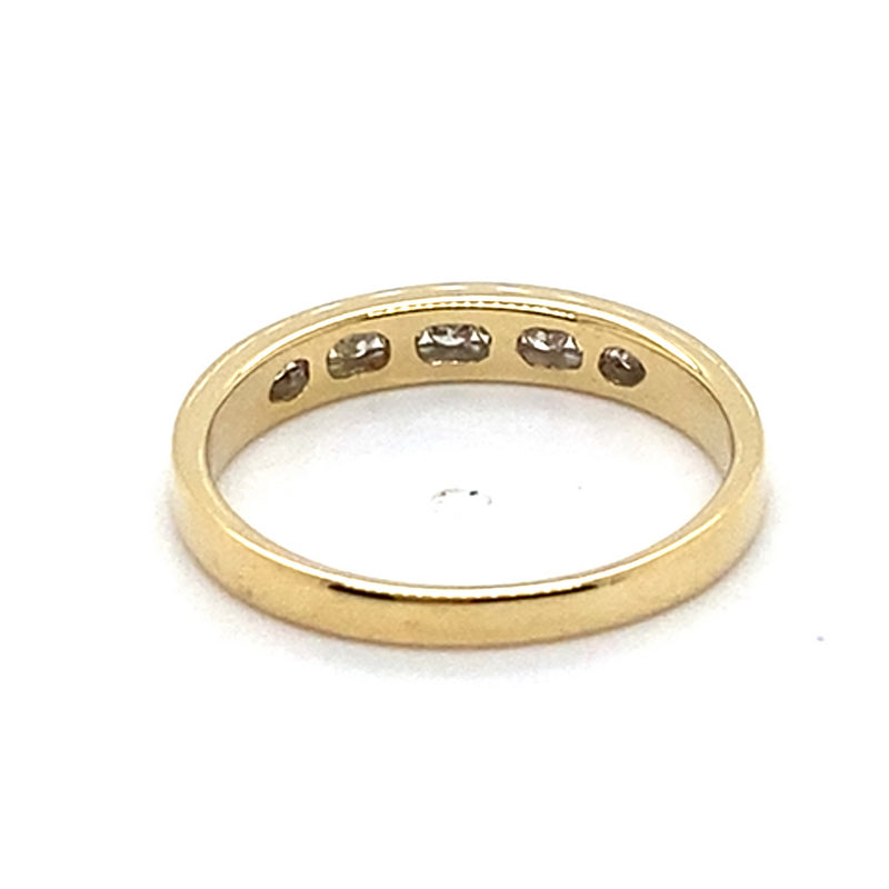 9CT YELLOW GOLD ROUND BRILLIANT CUT CHANNEL SET DIAMOND DRESS RING