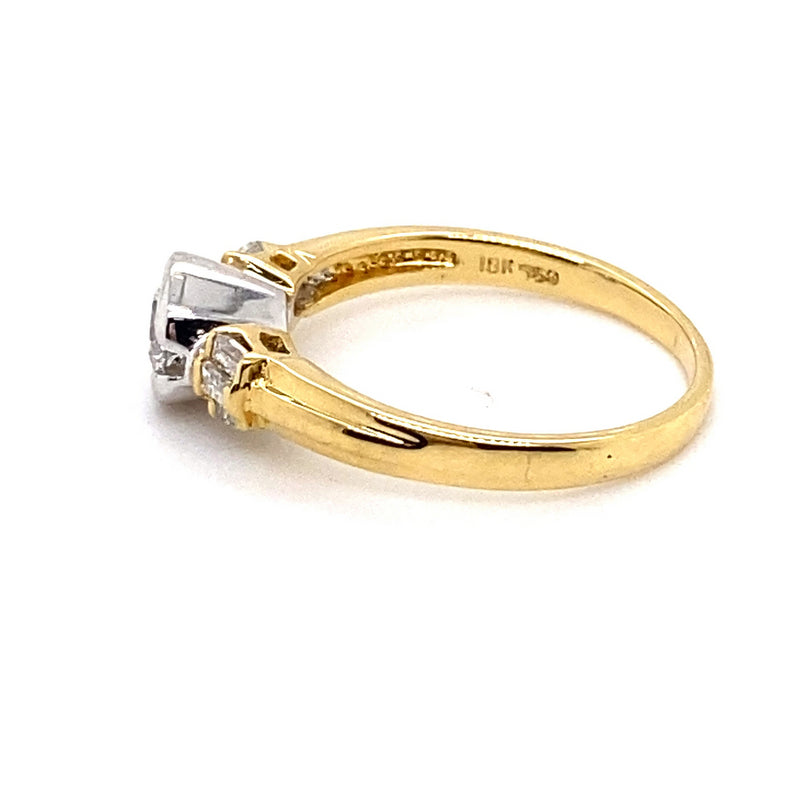 18CT YELLOW & WHITE GOLD THICKENED TOP DIAMOND DRESS RING VALUED @ $4799