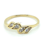 9CT YELLOW GOLD CUBIC ZIRCONIAS CHANNEL SET IN THE CROSS OVER RING
