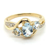 9CT YELLOW GOLD AQUAMARINE & DIAMOND DRESS RING