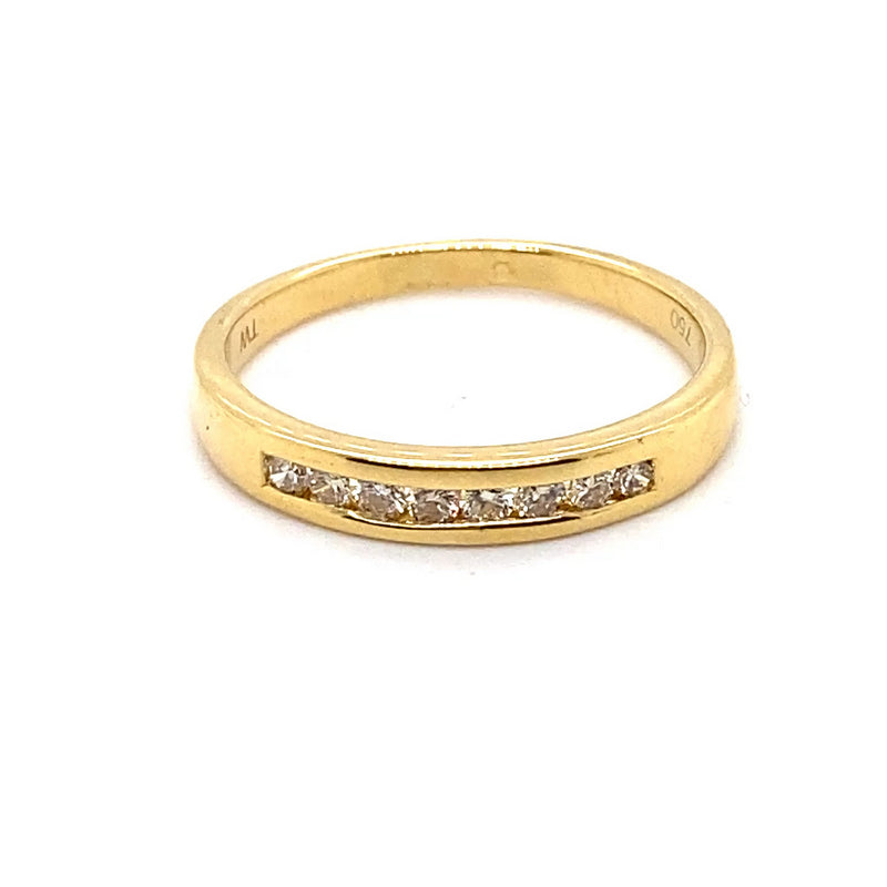 18CT YELLOW GOLD CHANNEL SET DIAMOND DRESS RING VALUED @ $2899