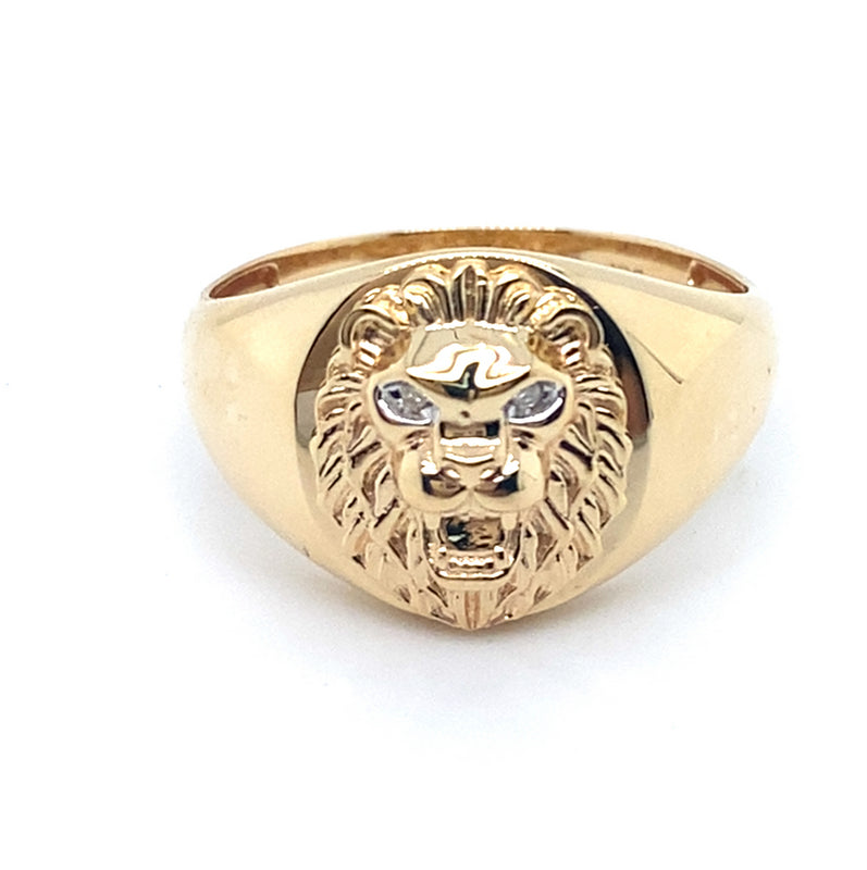 9CT YELLOW GOLD DIAMONDS SET IN EYES OF THE LION RING
