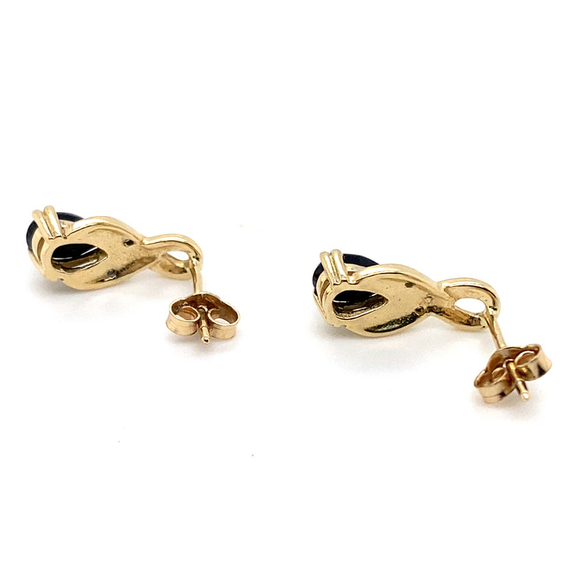 9CT YELLOW GOLD SAPPHIRE & DIAMOND STUD EARRINGS