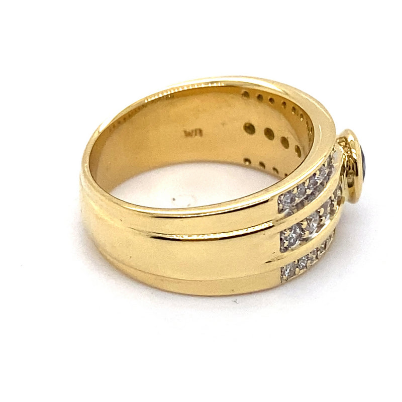 18CT YELLOW GOLD CEYLON SAPPHIRE & DIAMOND DRESS RING VALUED @ $5599