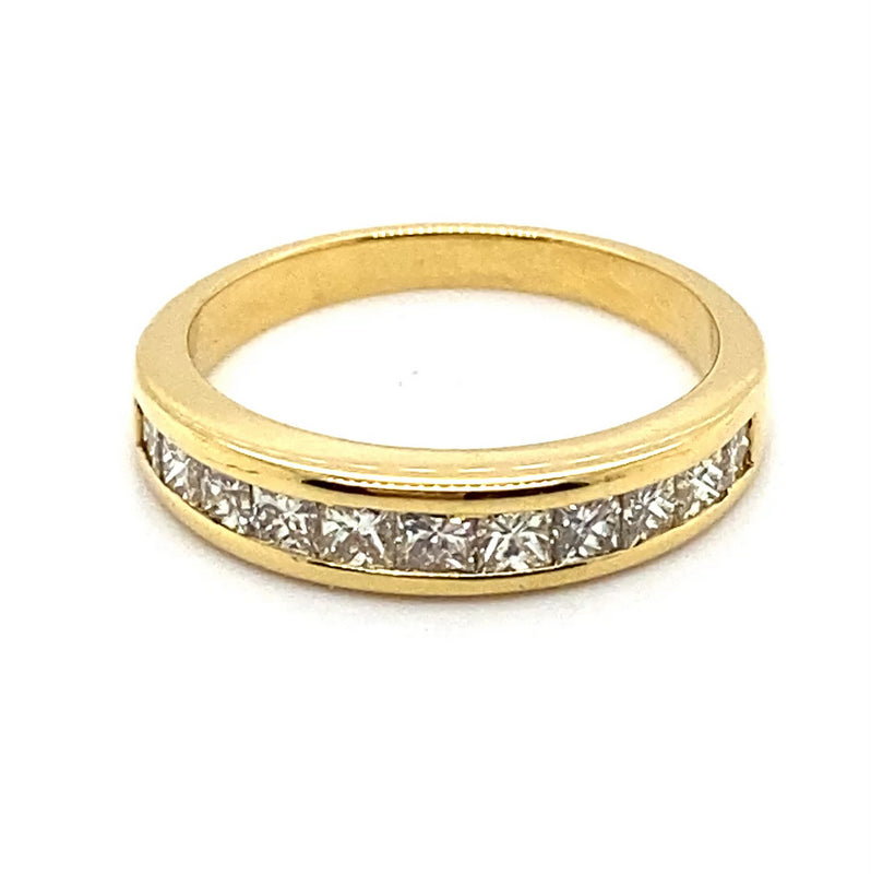 18CT YELLOW GOLD CHANNEL SET DIAMOND DRESS RING VALUED @ $3599