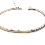 10CT WHITE GOLD DIAMOND OVAL HINGED BANGLE VALUED @ $3799