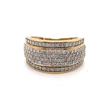 9CT YELLOW GOLD DIAMONDS SET IN THICKENED TOP DRESS RING VALUED @ $3499