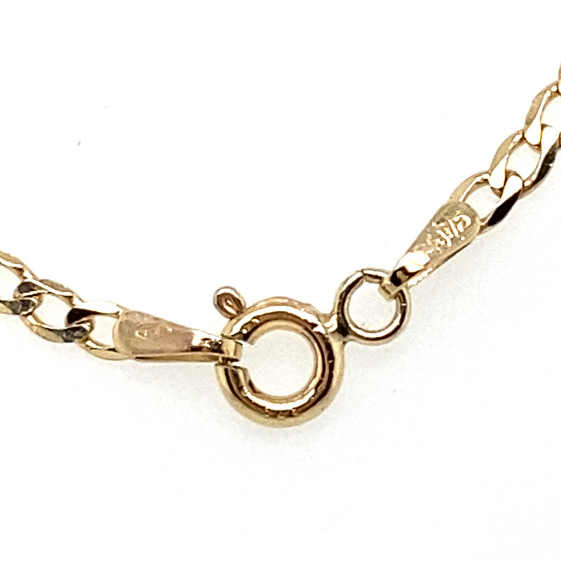 9CT YELLOW GOLD 55CM FLAT OPEN DIAMOND CUT CURB LINK CHAIN