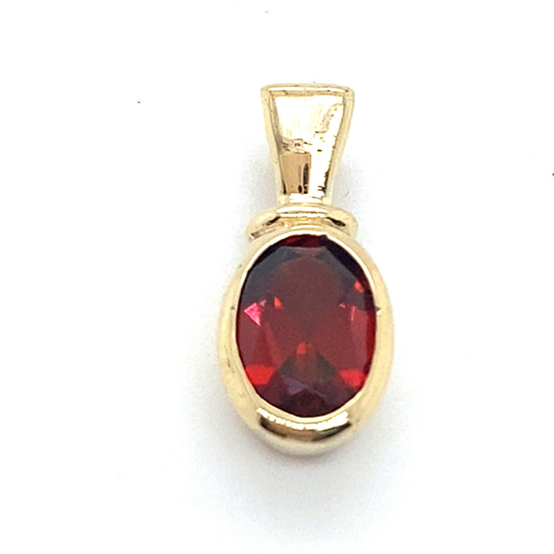 9CT YELLOW GOLD GARNET BEZEL SET IN PENDANT