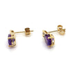 9CT YELLOW GOLD AMETHYST & DIAMOND SET IN DROP STYLE EARRING