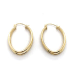 9CT YELLOW GOLD OVAL DOUBLE HOOP EARRINGS