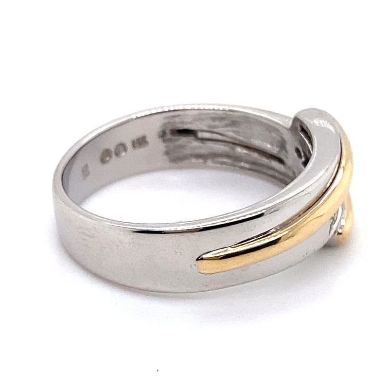 14CT YELLOW & WHITE GOLD CROSS OVER PATTERN DIAMOND DRESS RING VALUED @ $4199