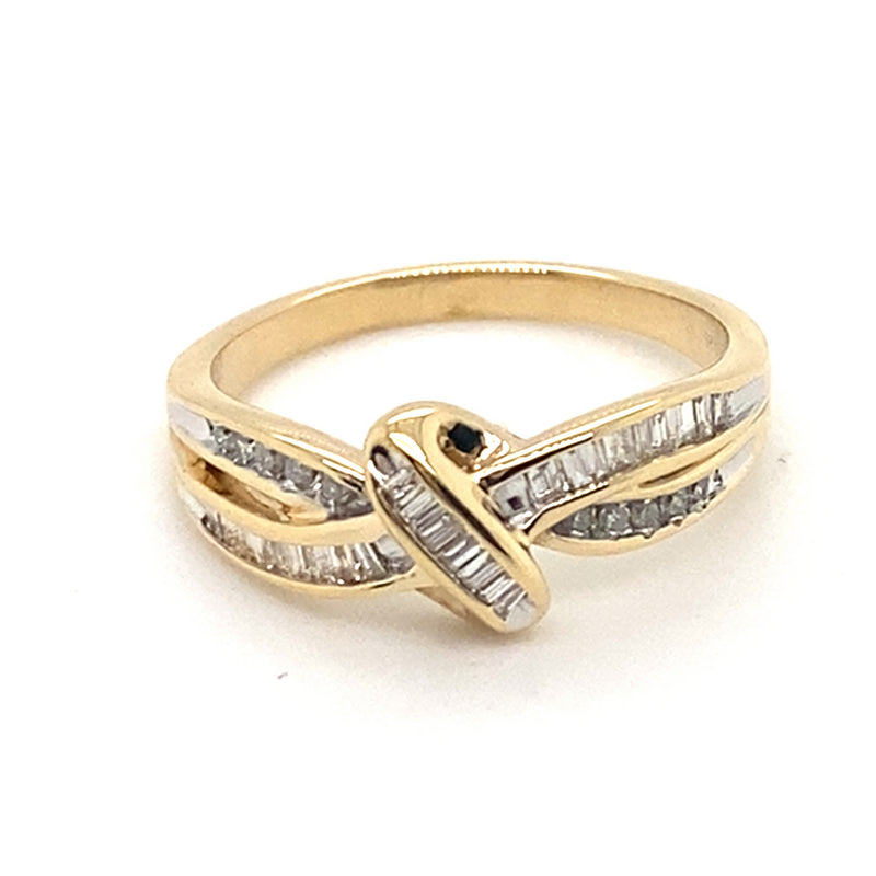 9CT YELLOW GOLD DIAMONDS SET IN THE CROSSOVER STYLE DRESS RING