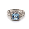 9CT WHITE GOLD AQUAMARINE & DIAMOND DRESS RING VALUED @ $2699