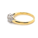 18CT YELLOW & WHITE GOLD POINTED SHOULDER DIAMOND DRESS RING VALUED @ $6199