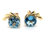 9CT YELLOW GOLD LARGE TOAPZ SET IN STUD EARRING