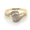 9CT YELLOW & WHITE GOLD  DIAMONDS SET IN CLUSTER & SHOULDERS DRESS RING
