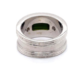 18CT WHITE GOLD RAIL EDGE TOURMALINE & DIAMOND DRESS RING VALUED @ $10799