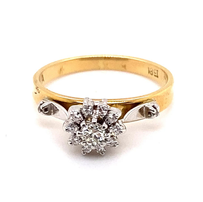 18CT YELLOW GOLD & PLATINUM DIAMOND DRESS RING VALUED @ $2099