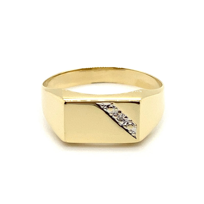 9CT YELLOW GOLD MENS DIAMOND DRESS RING